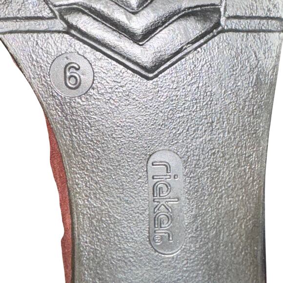 Rieker Dana Heeled Loafers Women's Size 6 Brown Leather Slip On Comfort Shoes - Picture 8 of 8